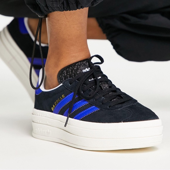 adidas women’s Gazelle Bold Shoes 'Black Lucid Blue' HQ4408 - Picture 2 of 10
